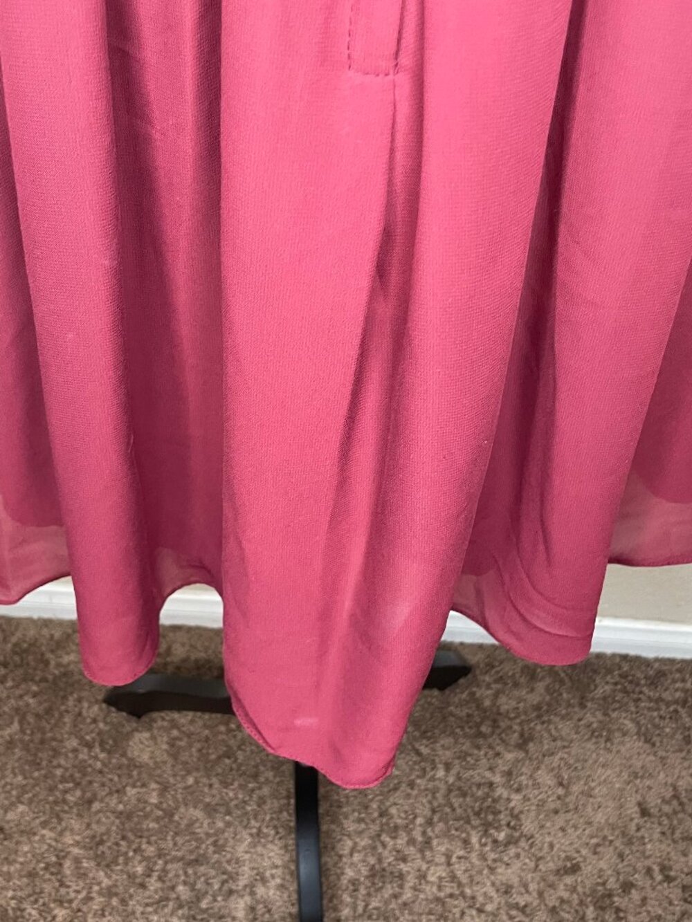 VINTAGE Romantigoth Burgundy Rosette Chiffon One Shoulder Asymmetric Dress 6 - Picture 7 of 15